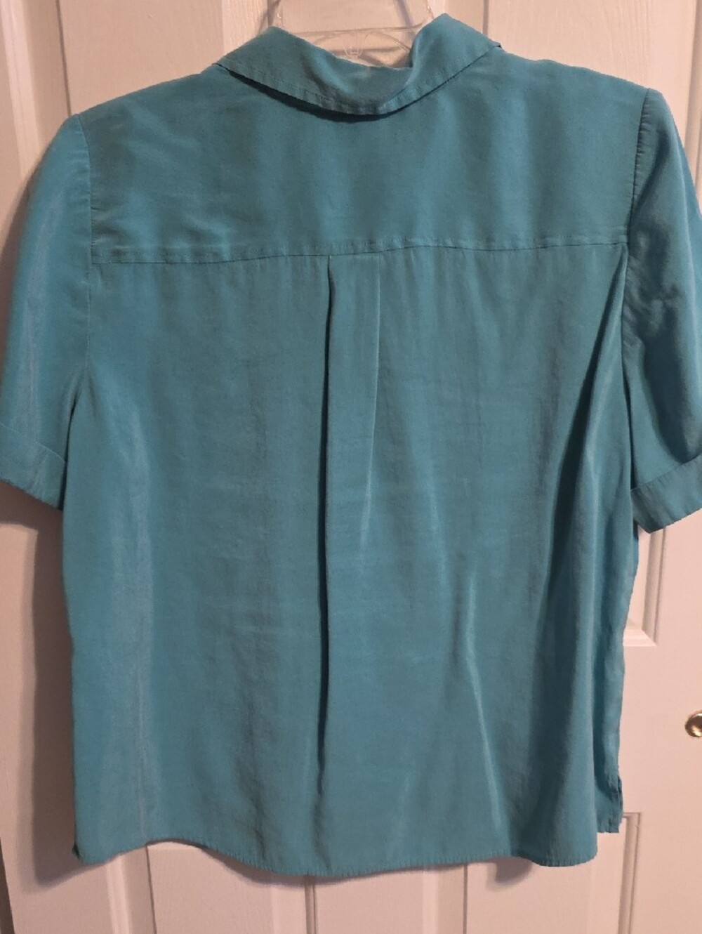 Chico's Teal Short-Sleeve Button-Down Shirt - Picture 7 of 7
